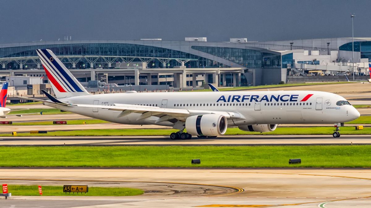 Air France Airbus A350-900 taxiing at the airport