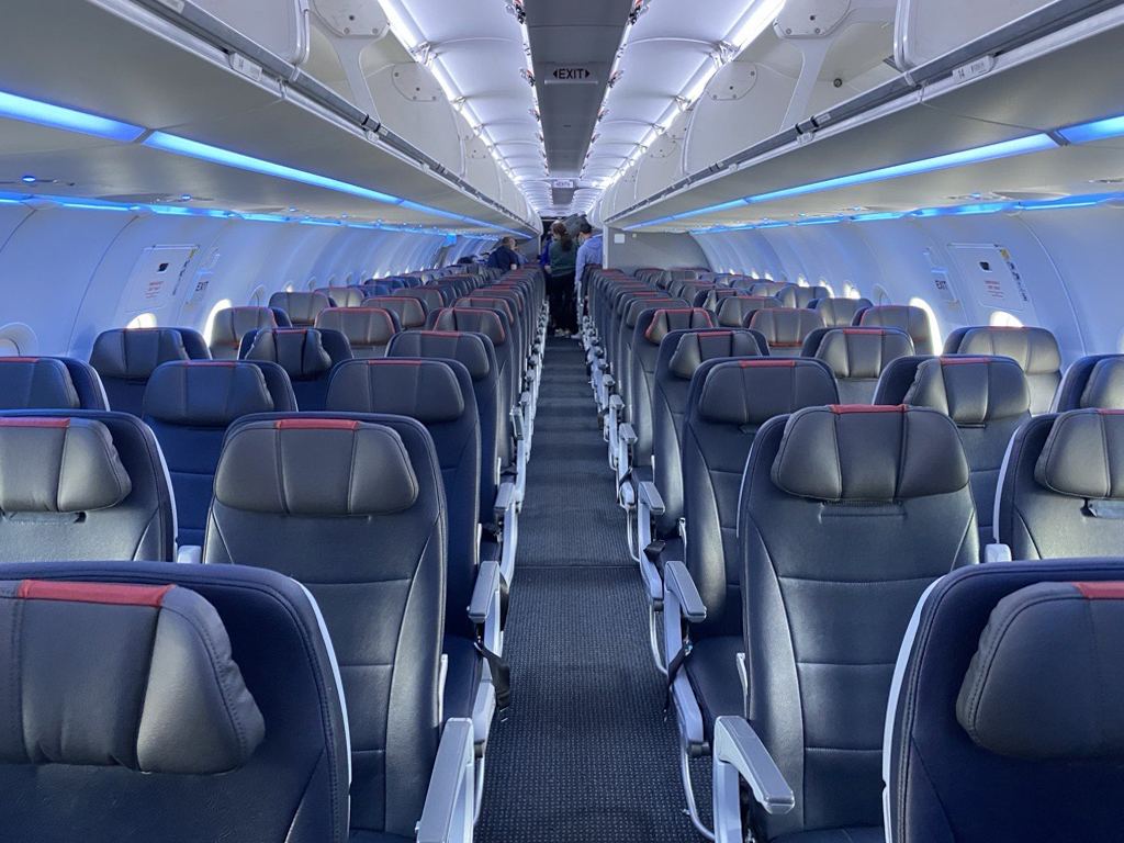 Main Cabin seats on an American Airlines Airbus A321neo